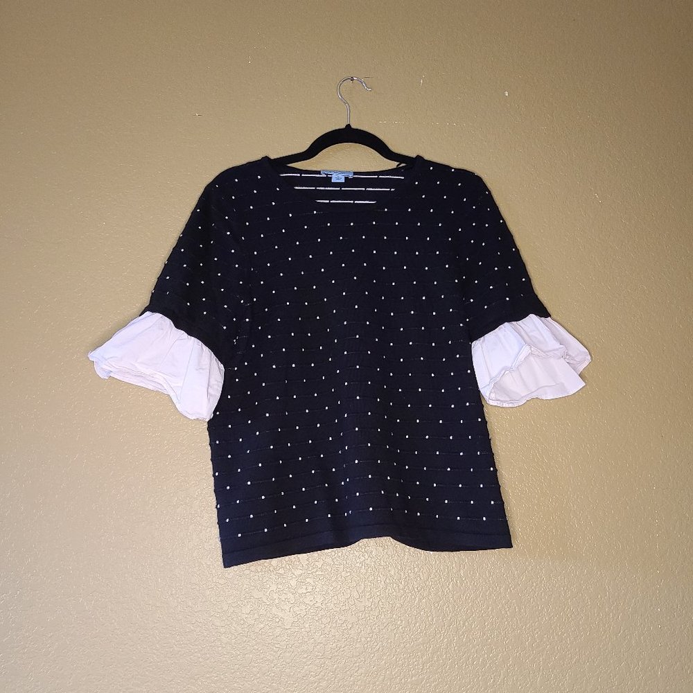 Plus Size Cropped Black Polka Dot w/ Ruffle